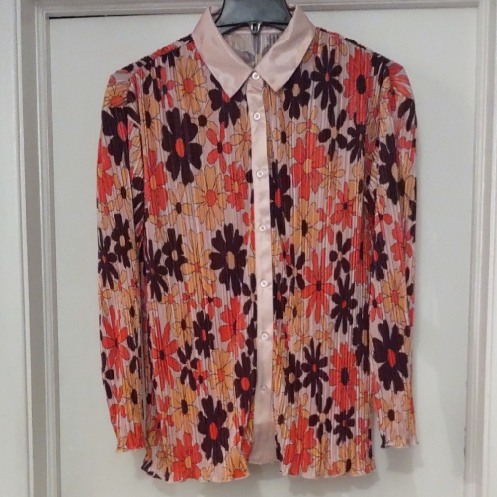 Bailey Rose Floral Print Mod Style Blouse